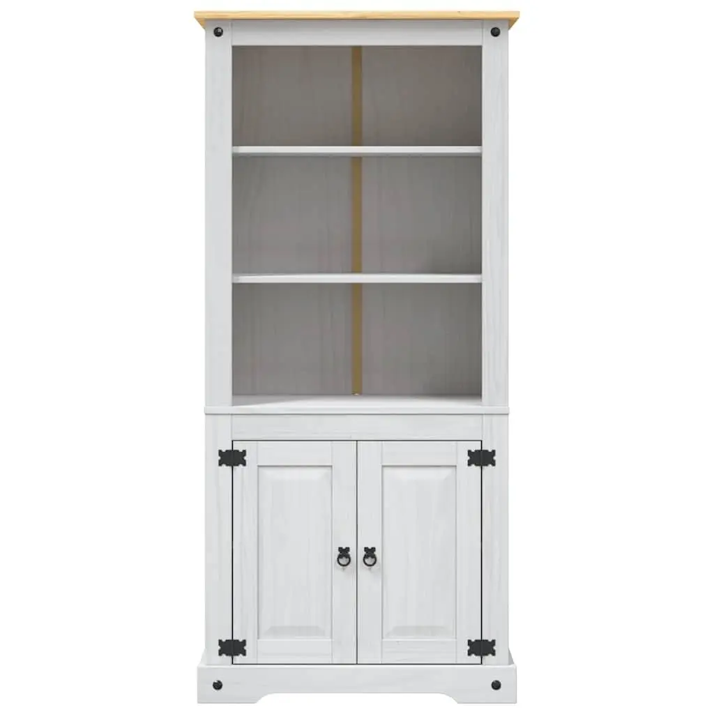 Storage Cabinet White Solid Pinewood Open Shelves Display Unit