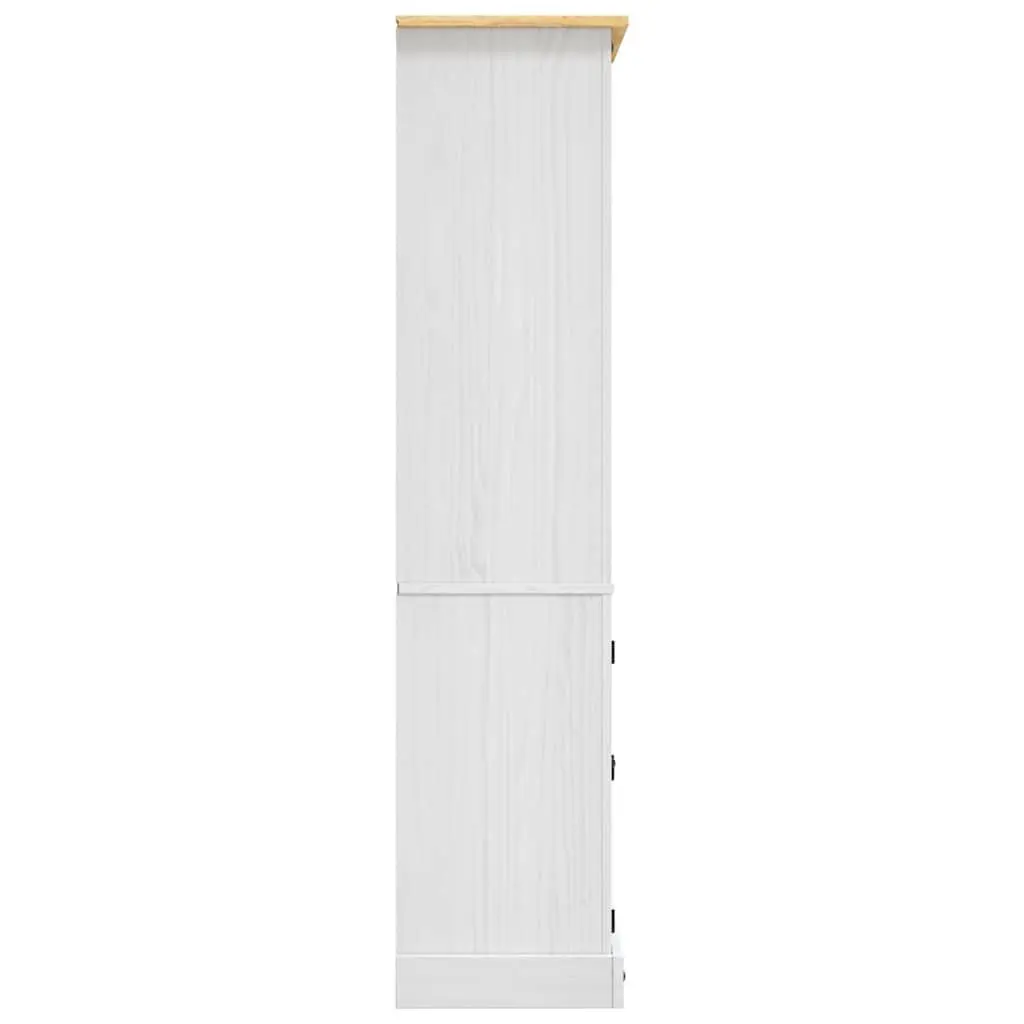 Storage Cabinet White Solid Pinewood Open Shelves Display Unit