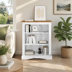 3-Tier Wooden Bookcase White Standing Shelf Storage Display Cabinet Home Office