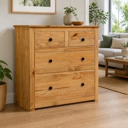 Sideboard 80x40x83 cm 4 Drawer Brown Wooden Cabinet Storage Furniture