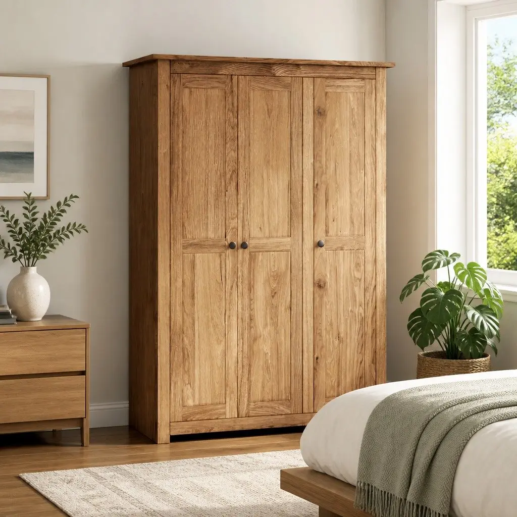 3-Door Wardrobe 118x50x171.5 cm Storage Cabinet Cupboard Bedroom Furniture Brown