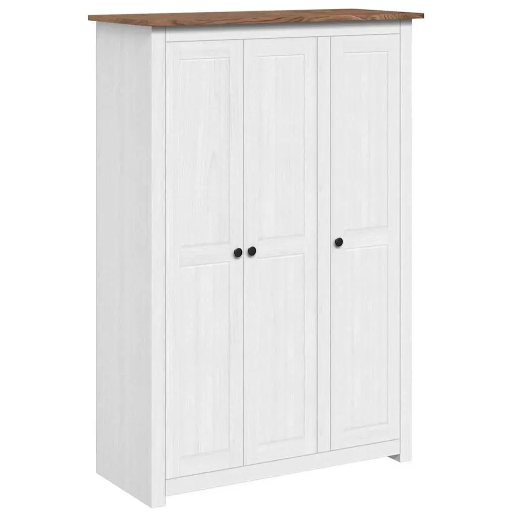 3-Door Wardrobe White Storage Cabinet Cupboard Bedroom Furniture Pine Shelves