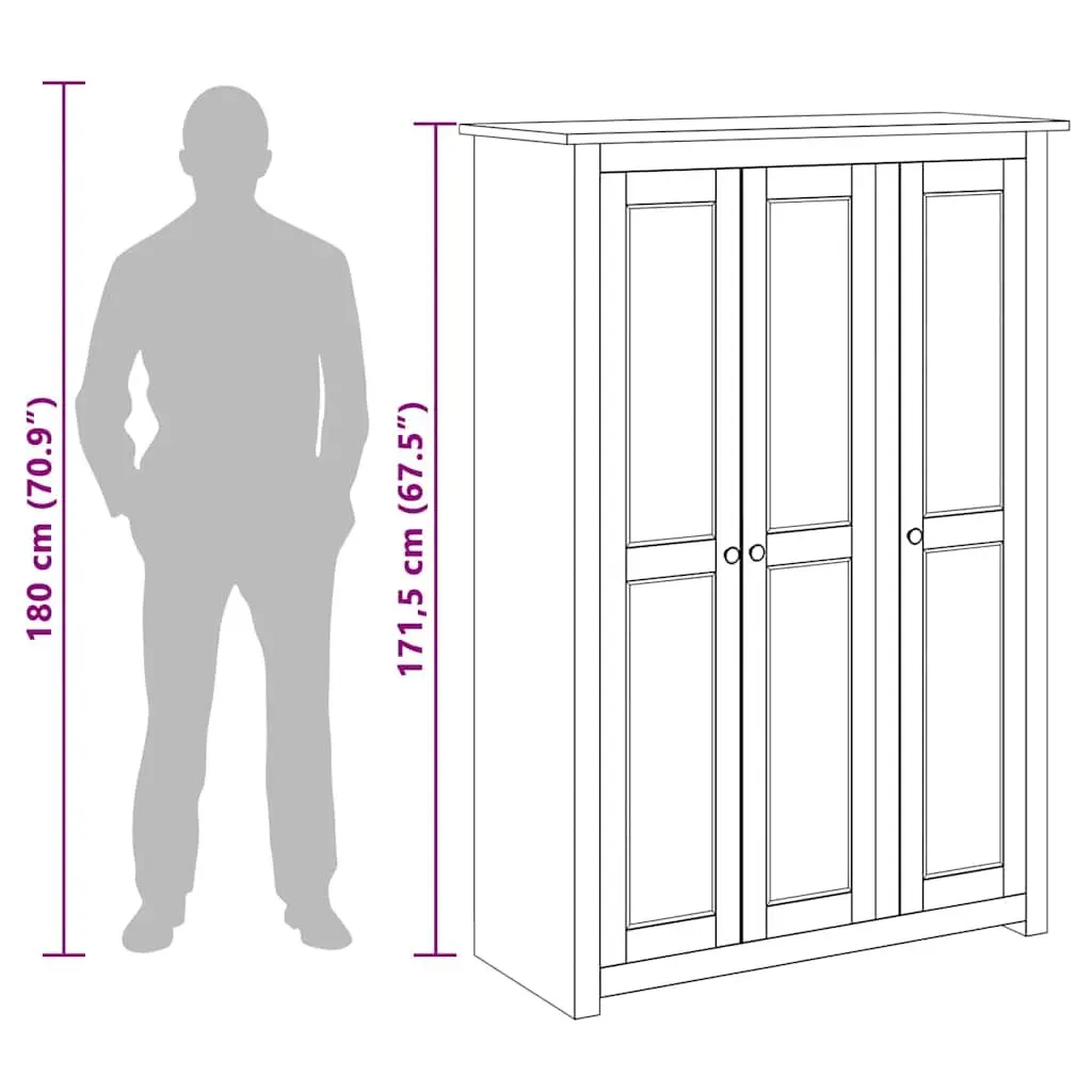 3-Door Wardrobe White Storage Cabinet Cupboard Bedroom Furniture Pine Shelves