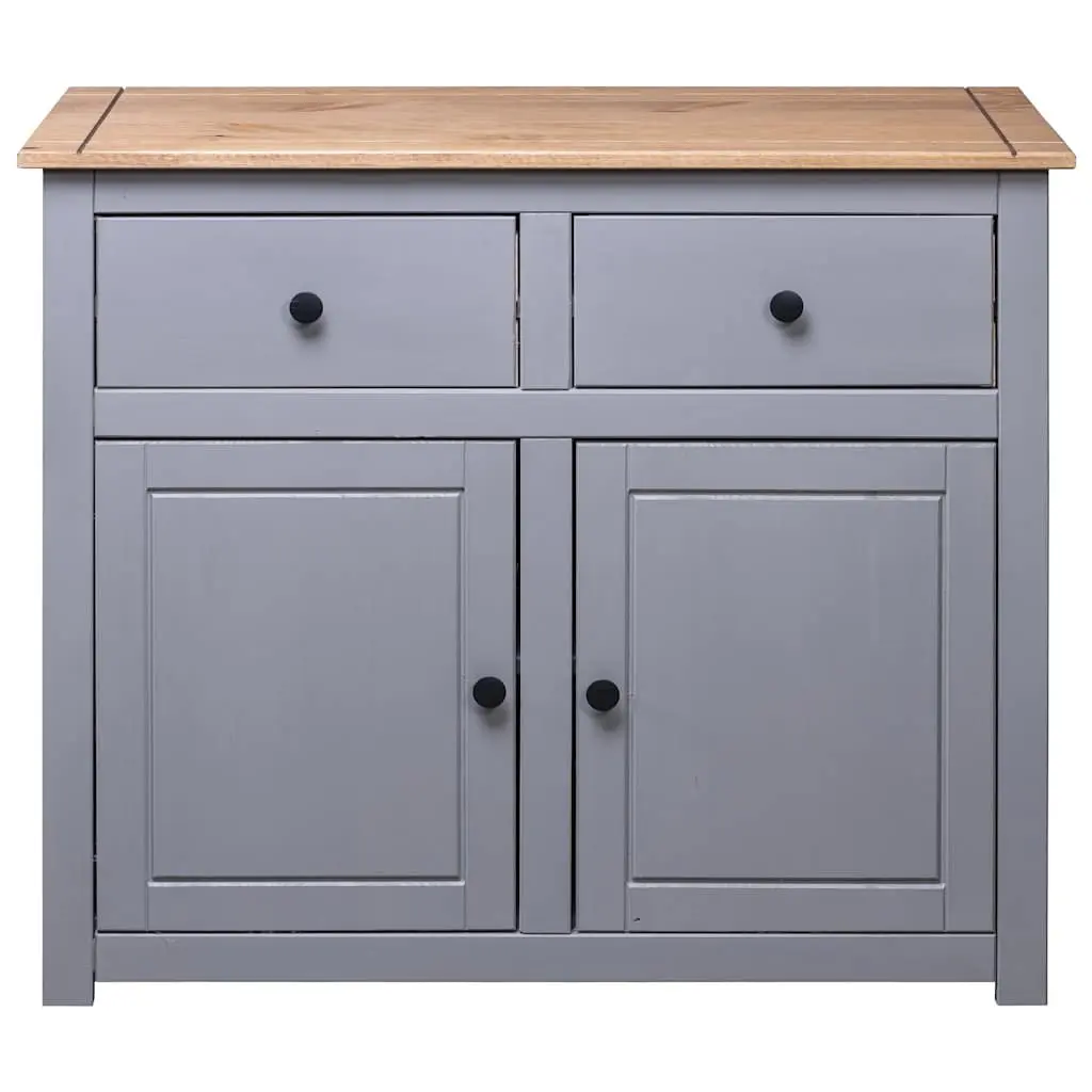 Sideboard Solid Pinewood Grey 93x40x80 cm Storage Cabinet with Drawers and Doors