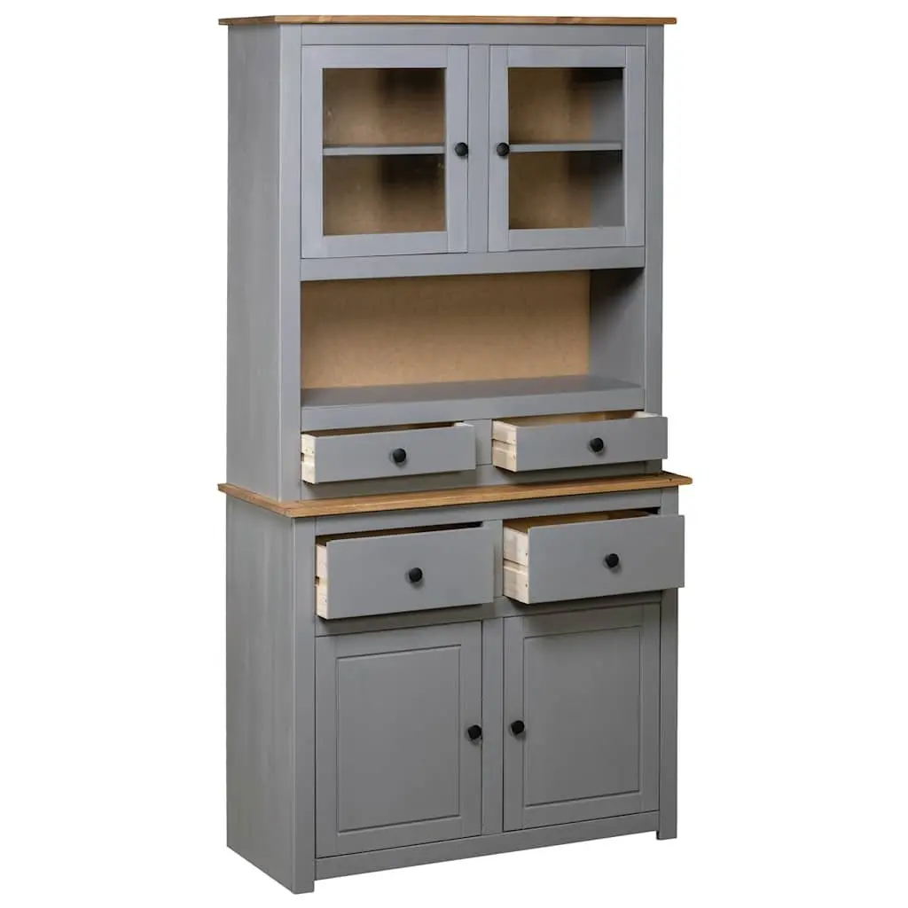 Storage Cabinet Highboard Solid Pine Wood Grey 93x40.5x180cm