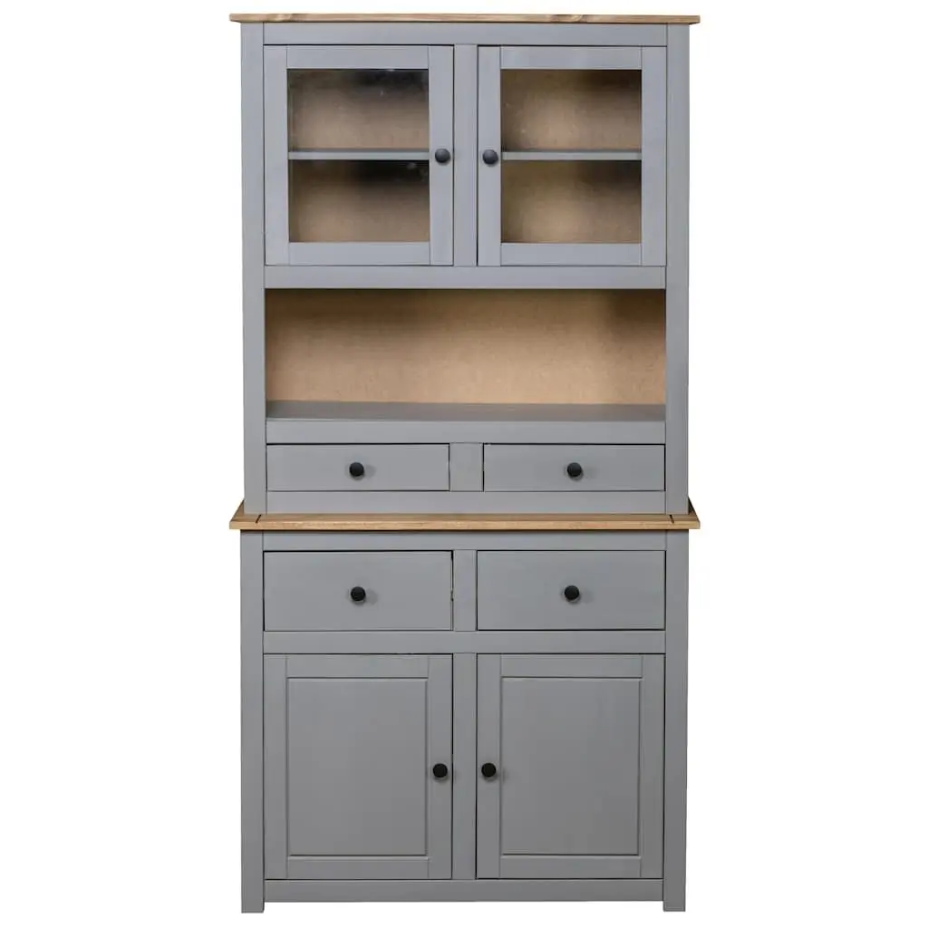 Storage Cabinet Highboard Solid Pine Wood Grey 93x40.5x180cm