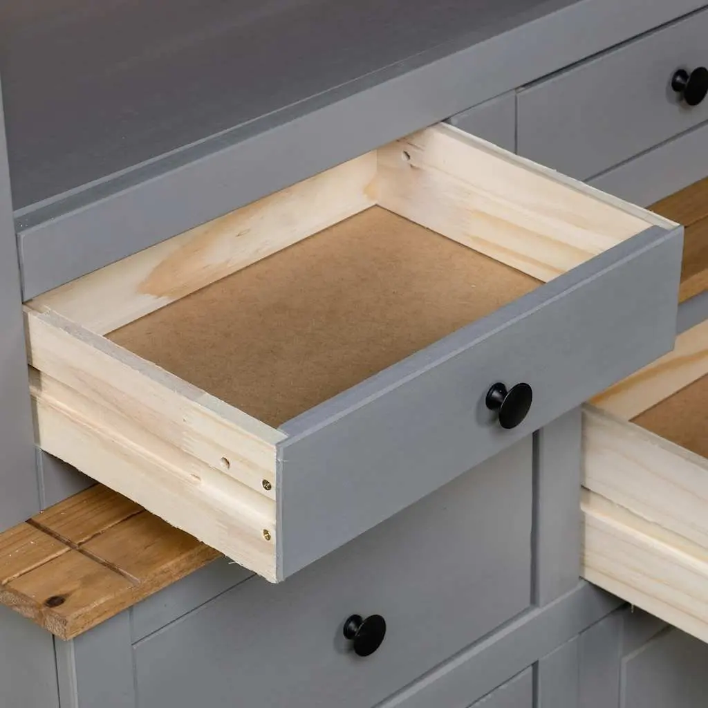 Storage Cabinet Highboard Solid Pine Wood Grey 93x40.5x180cm