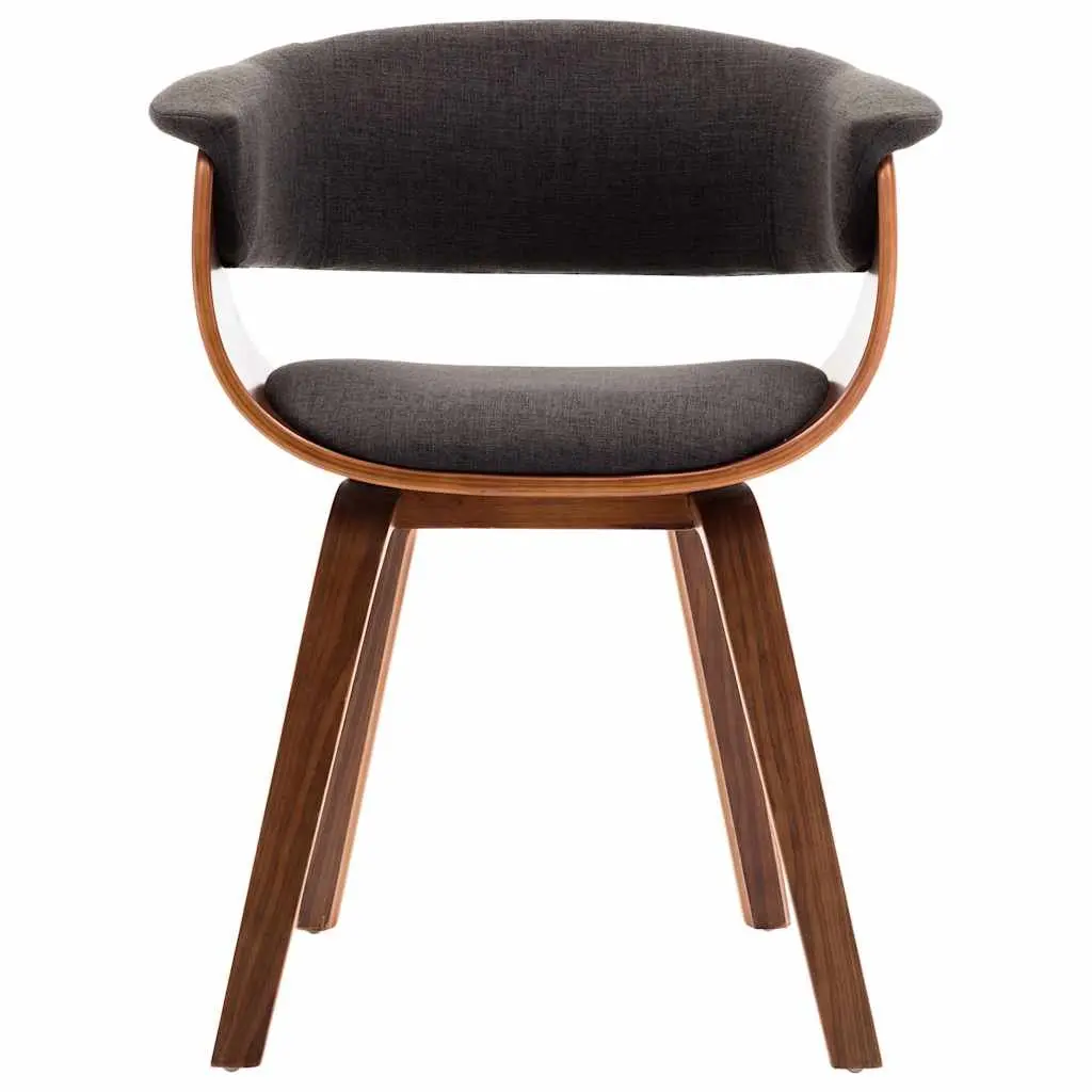 Dining Chair Ergonomic Grey Fabric Upholstered Bent Wood Frame