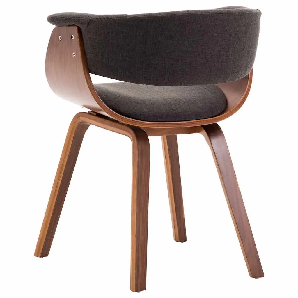 Dining Chair Ergonomic Grey Fabric Upholstered Bent Wood Frame