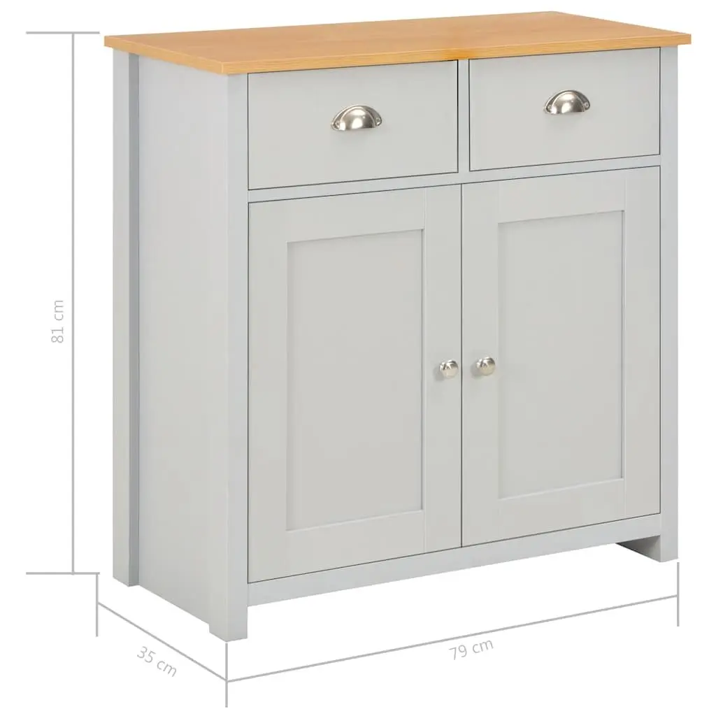 Sideboard Cabinet Grey Storage Buffet with Drawers and Doors for Living Room and Hallway