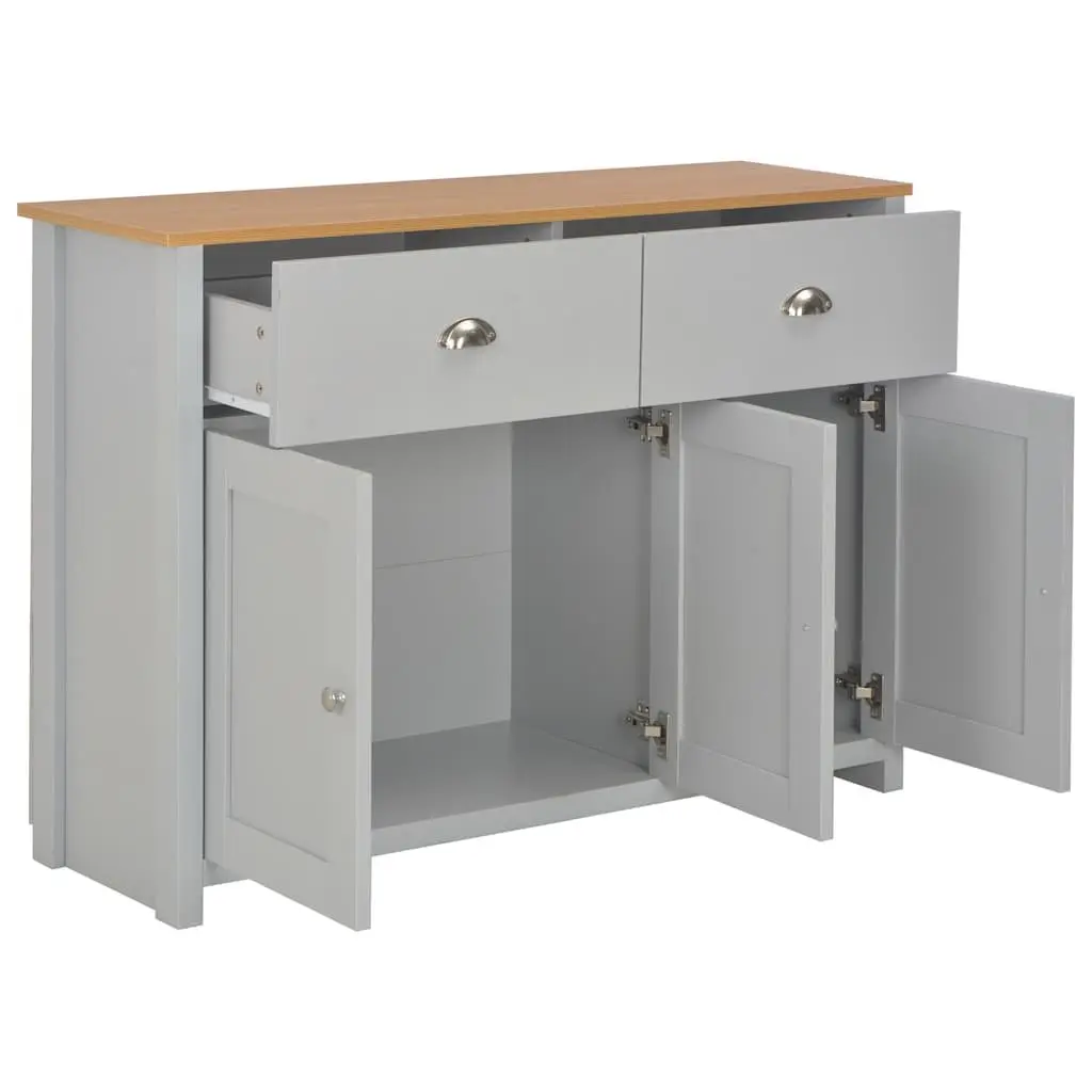 Sideboard Grey Storage Cabinet 2 Drawers 3 Doors Engineered Wood Hallway Console Furniture