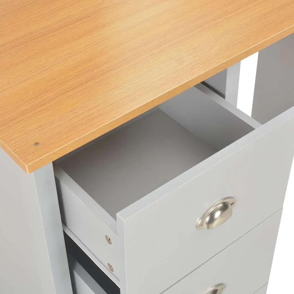Bedroom Dressing Table with Mirror and Stool Grey Vanity Makeup Storage