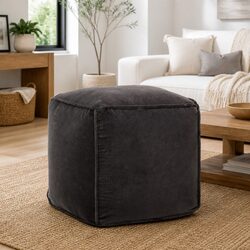 Pouffe Ottoman Footstool Anthracite Soft Velvet Seat Cube Relaxing Comfort
