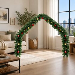 Christmas Garland 5m Green Decorated Baubles Indoor Outdoor Holiday Decoration