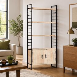 4-Tier Bookcase 80x30x180 cm Solid Mango Wood Brown Industrial Shelving Unit