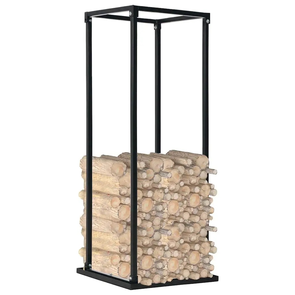 Firewood Rack Rectangular Log Storage Stand Black Steel Holder