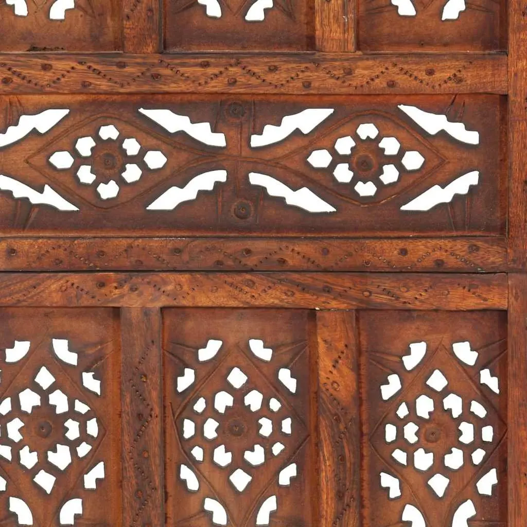 Hand Carved 3-Panel Room Divider Screen Folding Privacy Partition Brown