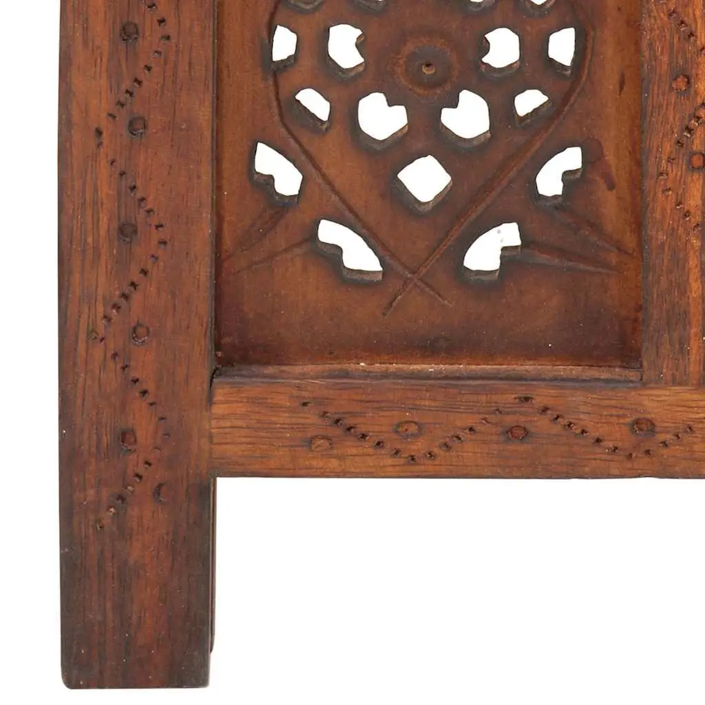 Hand Carved 3-Panel Room Divider Screen Folding Privacy Partition Brown