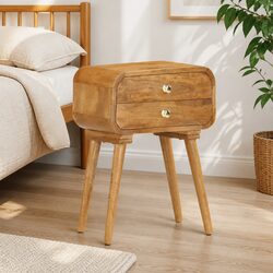 Bedside Cabinet 43x30x58cm Solid Wood Storage Table 2 Drawer Nightstand Brown