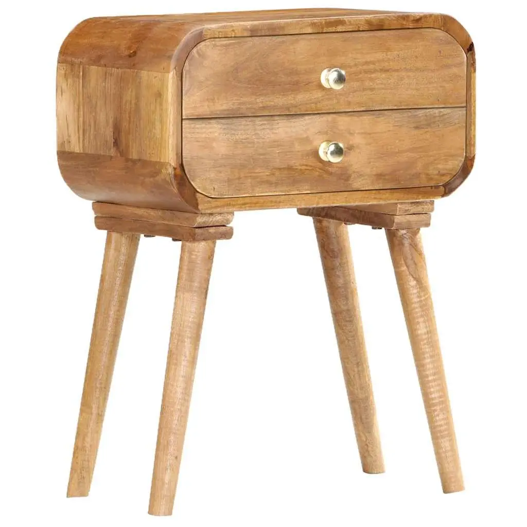 Bedside Cabinet Solid Wood 2 Drawer Storage Table 43x30x58cm Brown