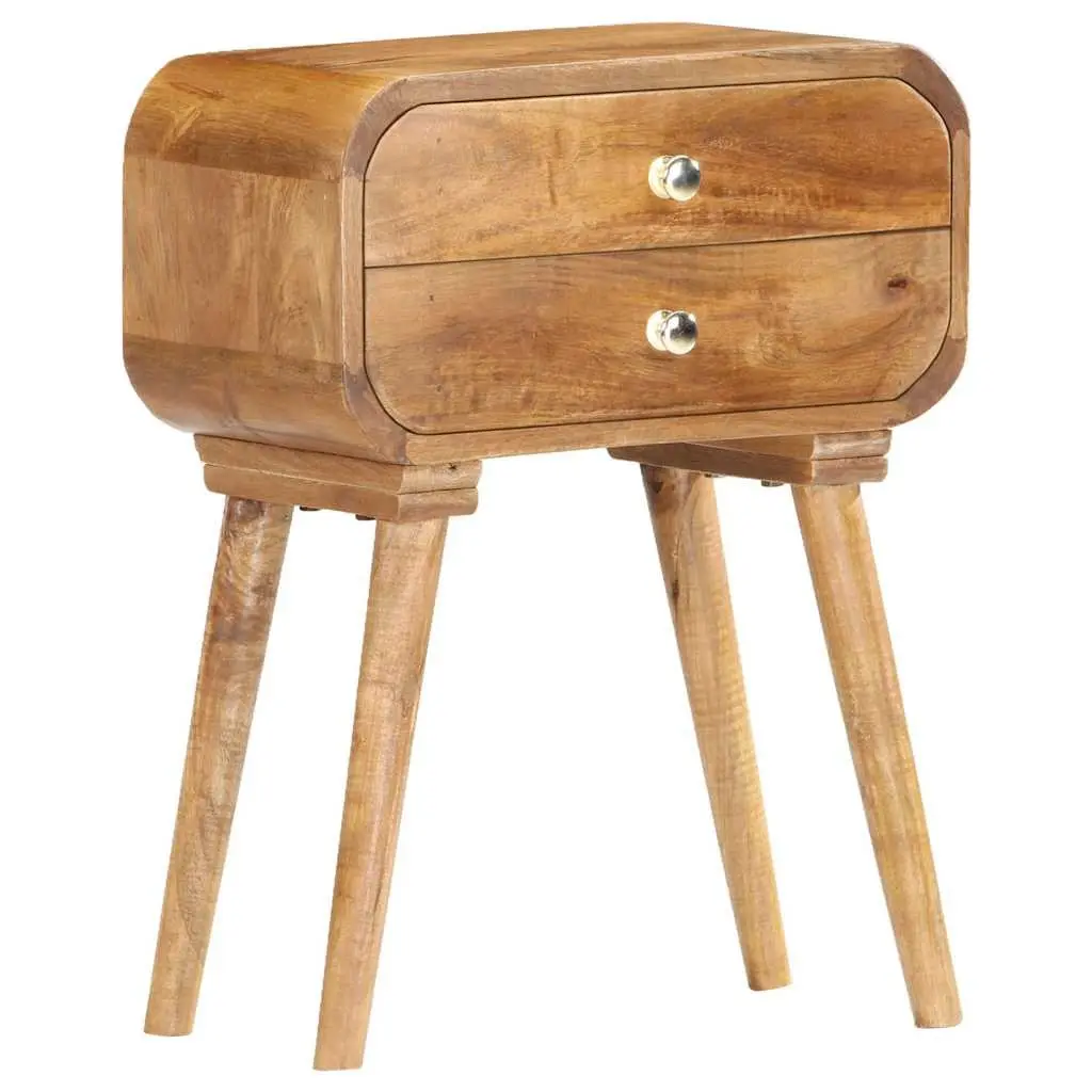 Bedside Cabinet Solid Wood 2 Drawer Storage Table 43x30x58cm Brown