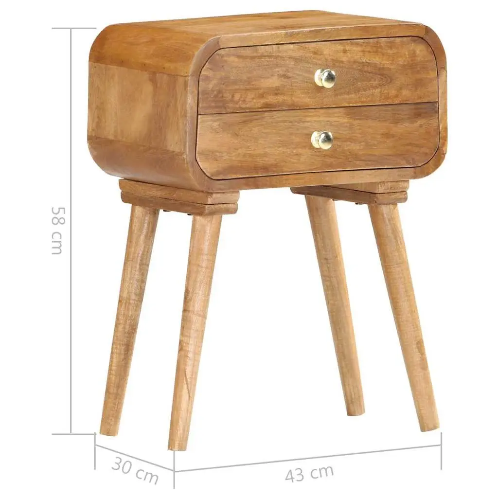 Bedside Cabinet Solid Wood 2 Drawer Storage Table 43x30x58cm Brown