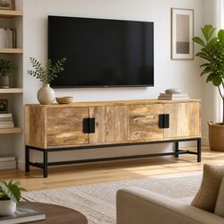 TV Cabinet 140x30x50 cm Brown Solid Mango Wood Storage Unit Furniture