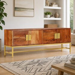 TV Cabinet 140x30x50 cm Brown Solid Acacia Wood Living Room Storage Unit