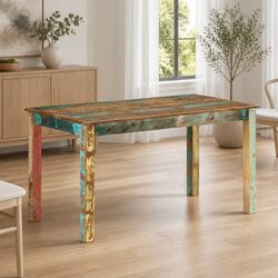 Dining Table Solid Reclaimed Wood Kitchen Room Furniture 140x70x76cm Antique