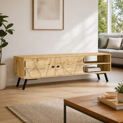 Solid Mango Wood TV Cabinet 140x30x40 cm Brown Living Room Storage Unit