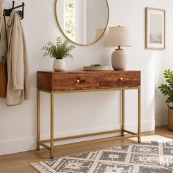 Wooden Console Table 100x35x76 cm Sideboard Storage Drawers Side Entryway