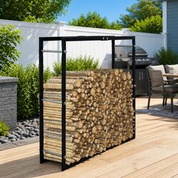 Firewood Rack Black Steel Log Storage Holder Fireplace Wood Stove Accessories