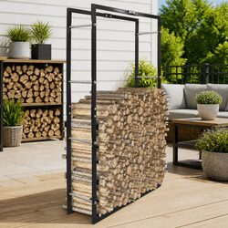 Firewood Rack Black Steel Log Storage Holder Fireplace Wood Stove Accessories