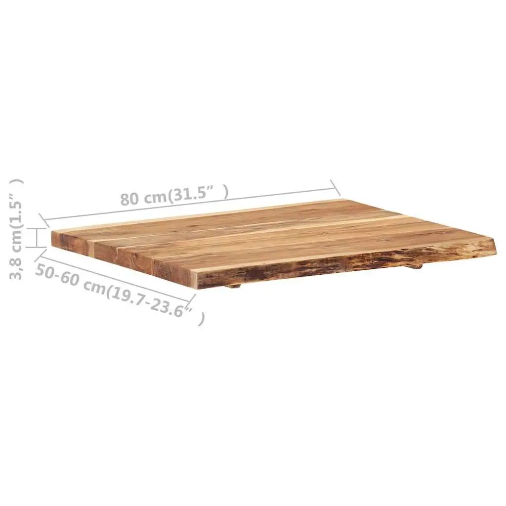 Table Top Solid Acacia Wood Live Edge Brown 80x50-60x3.8 cm Kitchen Desk