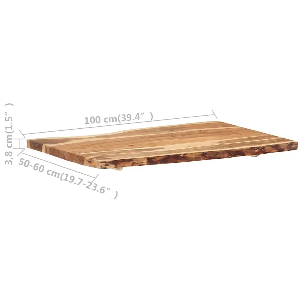 Solid Acacia Wood Table Top Live Edge Kitchen Dining Desk Brown 100x50-60cm