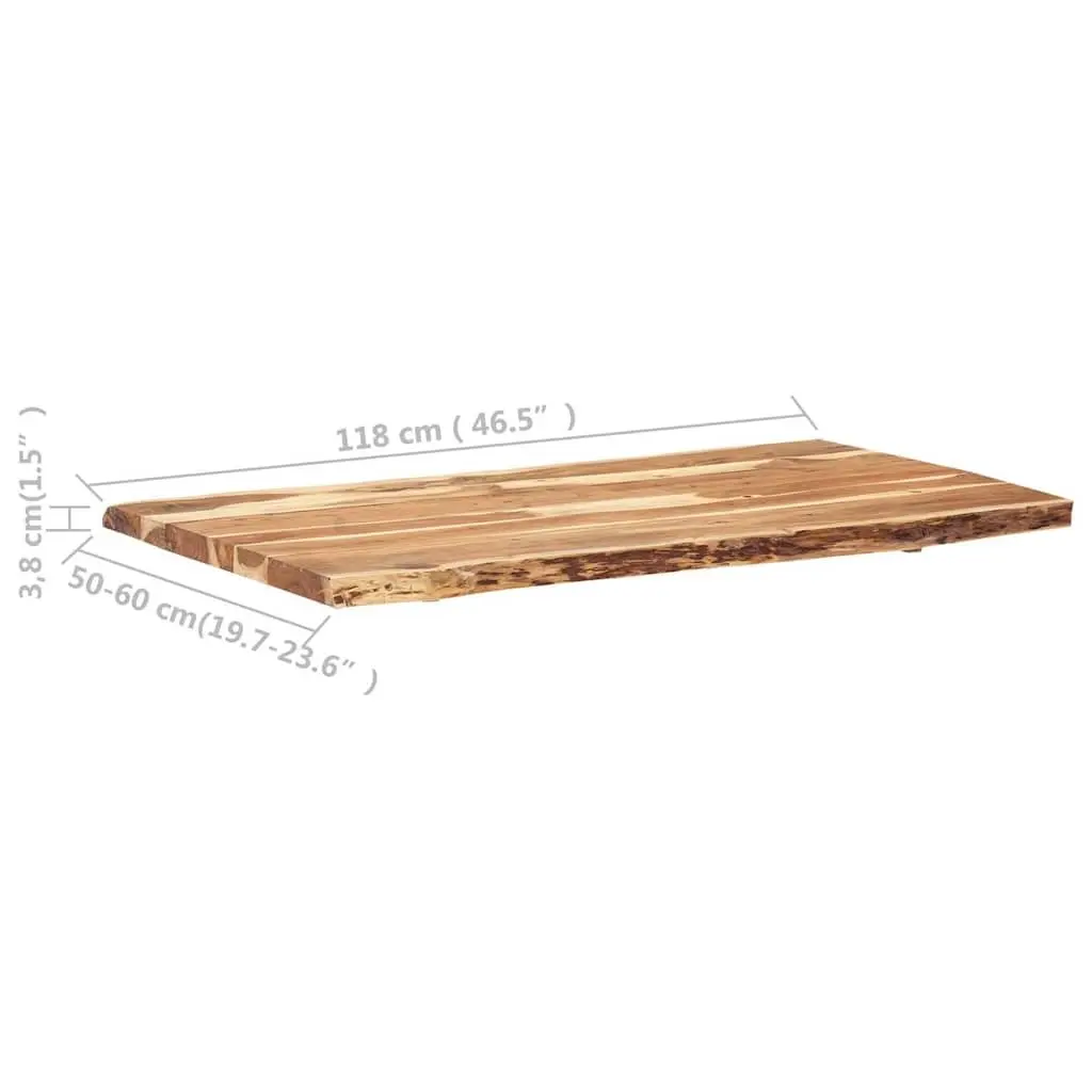 Table Top Solid Acacia Wood Live Edge 118x50-60cm Brown Kitchen Desk Tabletop