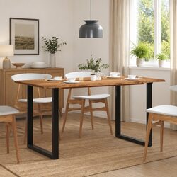 Dining Table 154x80x76 cm Kitchen Furniture Industrial Rustic Style Solid Wood