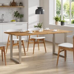 Dining Table 180x90x76cm Brown Solid Wood Kitchen Dining Room Furniture