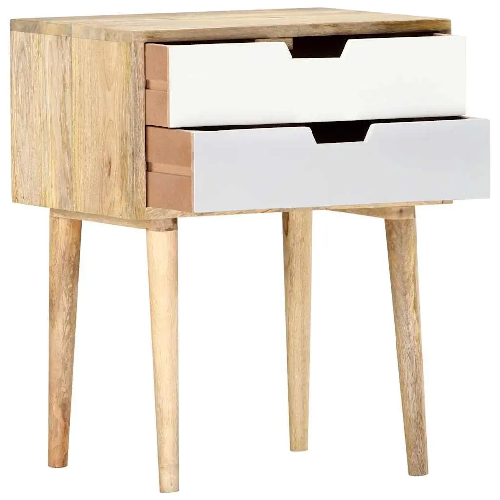 Bedside Cabinet Solid Mango Wood Nightstand 47x35x59cm with 2 Drawers Multicolour