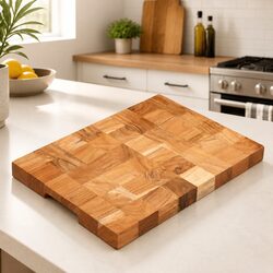 Chopping Board 40x30x3.8 cm Brown Solid Wood Kitchen Cutting Board with Finger