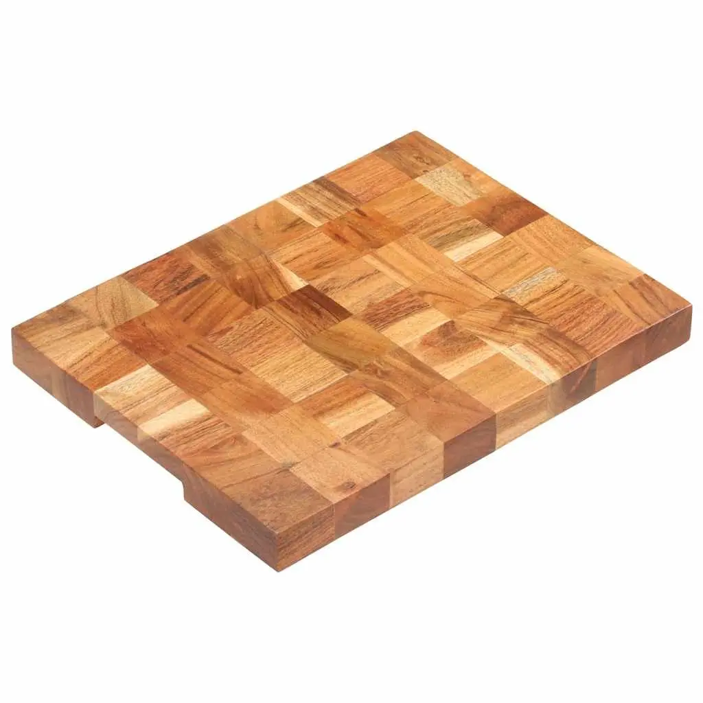 Chopping Board Solid Acacia Wood 40x30x3.8 cm Brown Kitchen Cutting Board with Finger Groove
