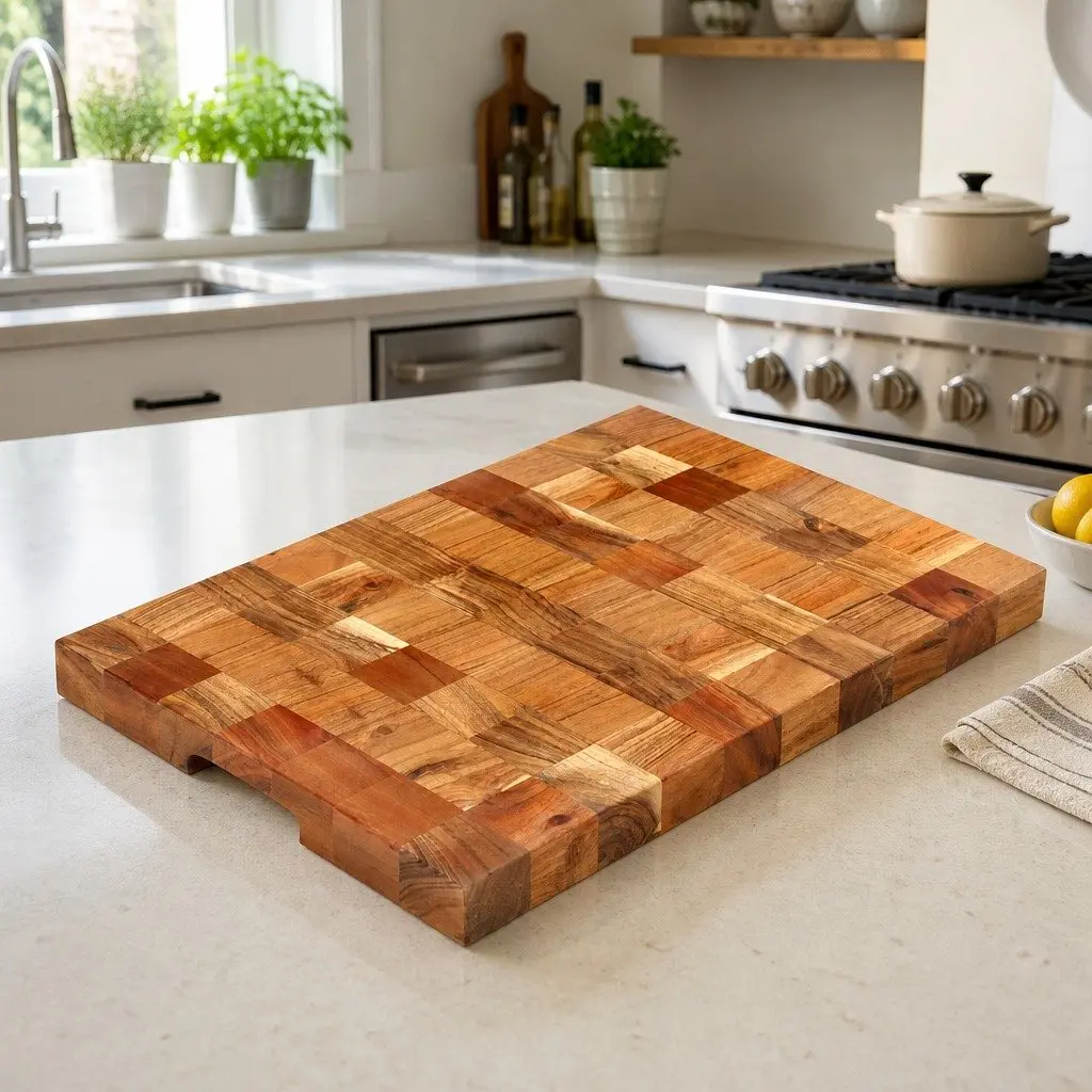 Cutting Board Solid Acacia Wood 50x34x3.8 cm Brown Kitchen Prep Surface
