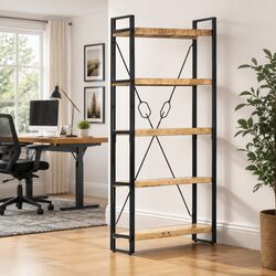 5-Tier Bookcase 90x30x180 cm Solid Mango Wood Shelving Unit Storage Display