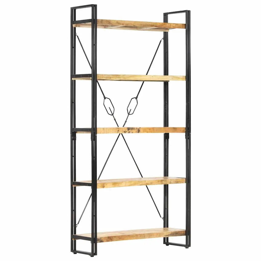 5-Tier Bookcase Solid Mango Wood Shelving Unit 90x30x180 cm Brown