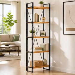 5-Tier Bookcase 60x30x180 cm Solid Acacia Wood Industrial Shelving Unit Storage