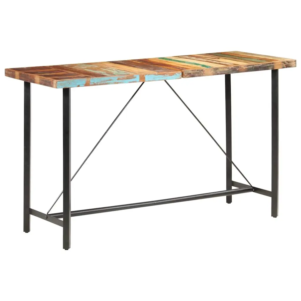Bar Table 180x70x107 cm Solid Reclaimed Wood Industrial Dining Kitchen Furniture