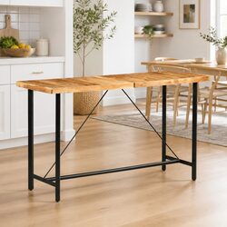 Bar Table 180x70x107 cm Kitchen Dining Room Furniture Industrial Style Wood Legs