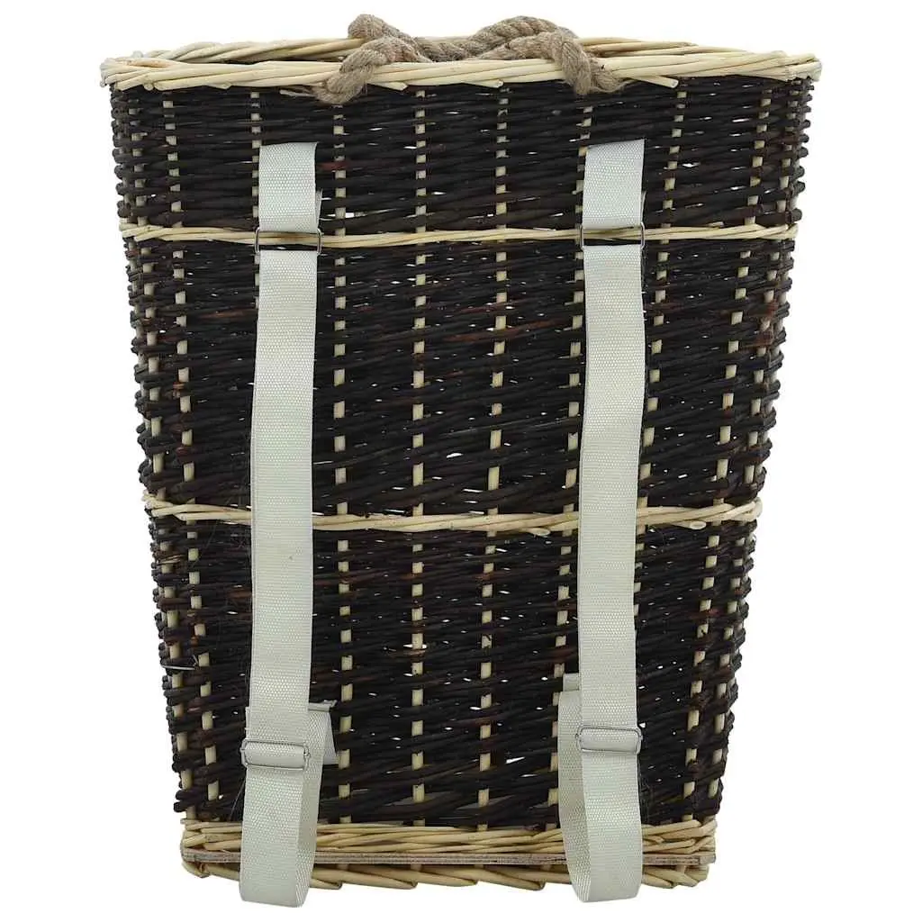 Firewood Backpack Carrier with Belts Natural Willow Rustic Brown