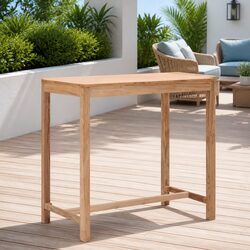 Solid Teak Wood Garden Bar Table Outdoor Patio Dining Furniture 110x60x105cm