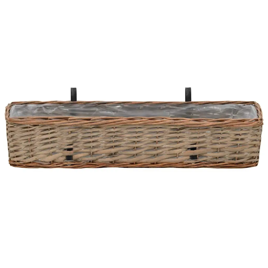 Wicker Balcony Planter Set 80 cm Brown Rattan